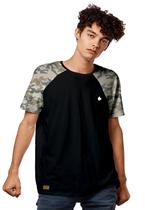 Camiseta Raglan Manga Militar Marrom