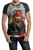 Camiseta Raglan Masculina Capitão Jack Sparrow Ref:469 Camiseta Raglan Masculina Capitão Jack Sparrow Ref:469