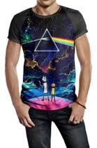Camiseta Raglan Masculina Rick And Morty Pink Floyd Ref:44