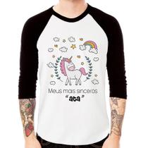Camiseta Raglan Meus mais sinceros "ata" Manga 3/4 - Foca na Moda