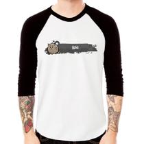 Camiseta Raglan Miau Manga 3/4 - Foca na Moda