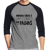 Camiseta Raglan Minha vida é um conto de falhas Manga 3/4 - Foca na Moda