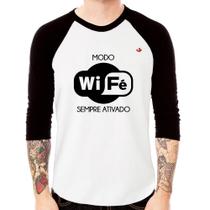 Camiseta Raglan Modo Wi-Fé sempre ativado Manga 3/4 - Foca na Moda