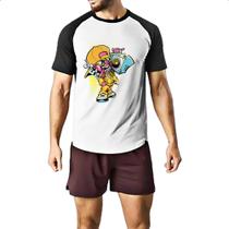 Camiseta Raglan Monstro ouvindo som