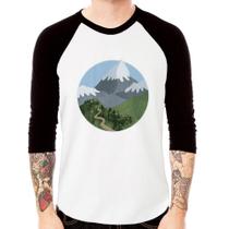 Camiseta Raglan Montanhas Manga 3/4 - Foca na Moda Camiseta Raglan Montanhas Manga 3/4 - Foca na Moda