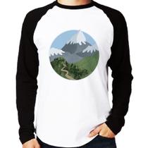 Camiseta Raglan Montanhas Manga Longa - Foca na Moda