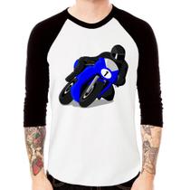 Camiseta Raglan Moto Corrida Manga 3/4 - Foca na Moda