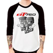 Camiseta Raglan Moto GT 750 Pistões Manga 3/4 - Foca na Moda