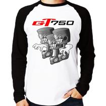 Camiseta Raglan Moto GT 750 Pistões Manga Longa - Foca na Moda