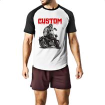 Camiseta Raglan Moto Skull Custom Camiseta Raglan Moto Skull Custom