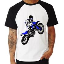 Camiseta Raglan Motocross Jump Azul - Foca na Moda