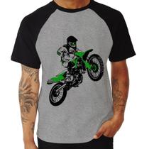 Camiseta Raglan Motocross Jump Verde - Foca na Moda