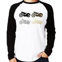 Camiseta Raglan Motorcycle Vector Manga Longa - Foca na Moda