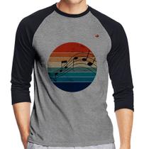 Camiseta Raglan Música Vintage Sunset Manga 3/4 - Foca na Moda