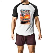 Camiseta Raglan Mustang Route 66 Camiseta Raglan Mustang Route 66