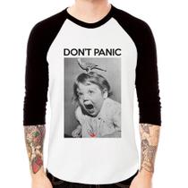 Camiseta Raglan Não entre em pânico Manga 3/4 - Foca na Moda