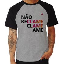 Camiseta Raglan Não reclame, clame, ame - Foca na Moda Camiseta Raglan Não reclame, clame, ame - Foca na Moda