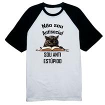 Camiseta Raglan Nao sou anti-social sou anti estupido - Alearts