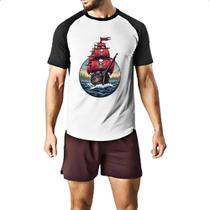 Camiseta Raglan Navio Pirata circle logo Camiseta Raglan Navio Pirata circle logo