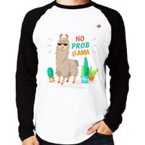 Camiseta Raglan No prob llama Manga Longa - Foca na Moda Camiseta Raglan No prob llama Manga Longa - Foca na Moda