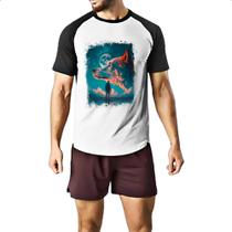 Camiseta Raglan Nuvens em forma de lobo Camiseta Raglan Nuvens em forma de lobo