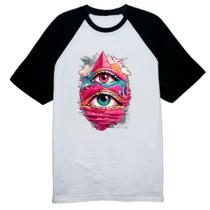 Camiseta Raglan Olho de Horus no ceu Street Art Camiseta Raglan Olho de Horus no ceu Street Art