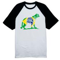 Camiseta Raglan Onca Pintada Fauna Brasil Camiseta Raglan Onca Pintada Fauna Brasil