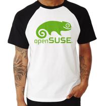 Camiseta Raglan openSUSE Linux Logo - Foca na Moda Camiseta Raglan openSUSE Linux Logo - Foca na Moda