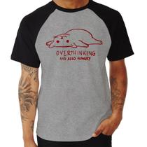 Camiseta Raglan Overthinking And Also Hungry - Foca na Moda Camiseta Raglan Overthinking And Also Hungry - Foca na Moda