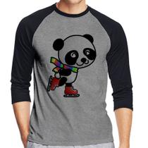 Camiseta Raglan Panda de Patins Manga 3/4 - Foca na Moda
