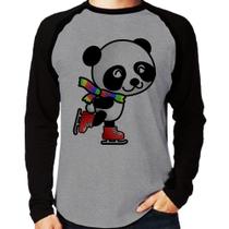Camiseta Raglan Panda de Patins Manga Longa - Foca na Moda