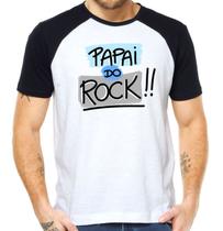 Camiseta raglan papai do rock and roll musica camisa pai