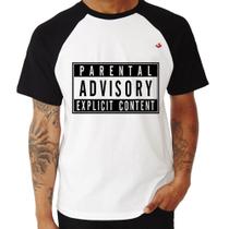 Camiseta Raglan Parental Advisory: Explicit Content - Foca na Moda Camiseta Raglan Parental Advisory: Explicit Content - Foca na Moda