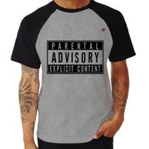Camiseta Raglan Parental Advisory: Explicit Content - Foca na Moda Camiseta Raglan Parental Advisory: Explicit Content - Foca na Moda