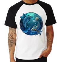 Camiseta Raglan Peixes Sígno - Foca na Moda