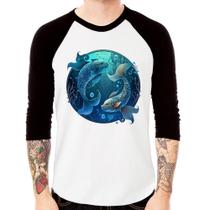 Camiseta Raglan Peixes Sígno Manga 3/4 - Foca na Moda Camiseta Raglan Peixes Sígno Manga 3/4 - Foca na Moda