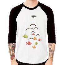 Camiseta Raglan Peixinhos Móbile Manga 3/4 - Foca na Moda