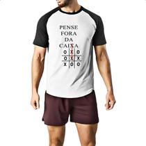 Camiseta Raglan Pense fora da caixa jogo da velha Camiseta Raglan Pense fora da caixa jogo da velha