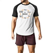 Camiseta Raglan Pense Idealize Tente Sucesso