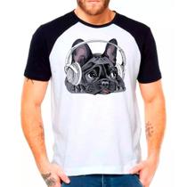 Camiseta Raglan Pet Dog Buldogue Francês Branca Masculina02