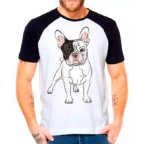 Camiseta Raglan Pet Dog Buldogue Francês Branca Masculina04