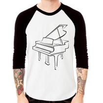 Camiseta Raglan Piano Manga 3/4 - Foca na Moda