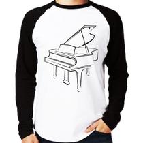 Camiseta Raglan Piano Manga Longa - Foca na Moda
