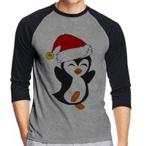 Camiseta Raglan Pinguim Noel Manga 3/4 - Foca na Moda