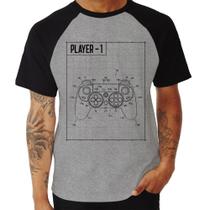 Camiseta Raglan Player 1 Controle Joystick - Foca na Moda