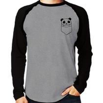 Camiseta Raglan Pocket Panda Manga Longa - Foca na Moda