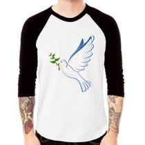 Camiseta Raglan Pomba da Paz Manga 3/4 - Foca na Moda