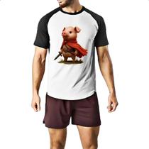 Camiseta Raglan Porco mosqueteiro Camiseta Raglan Porco mosqueteiro