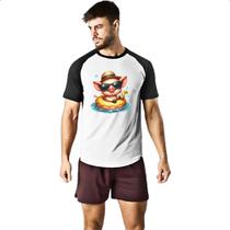 Camiseta Raglan Porco na boia