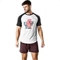 Camiseta Raglan Porco na sala de forca Camiseta Raglan Porco na sala de forca